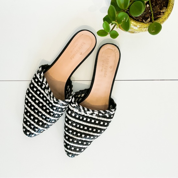 kate spade Shoes - KATE SPADE Black & White Woven Leather Pointed Flats